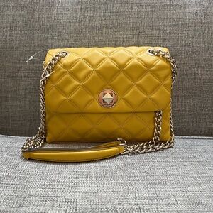 Kate Spade NY Natalia Small Flap Quilted Golden Yarrow Shoulder Crossbody Bag